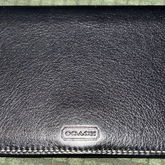 Coach Black Leather Checkbook Cover - Picture 2 of 5